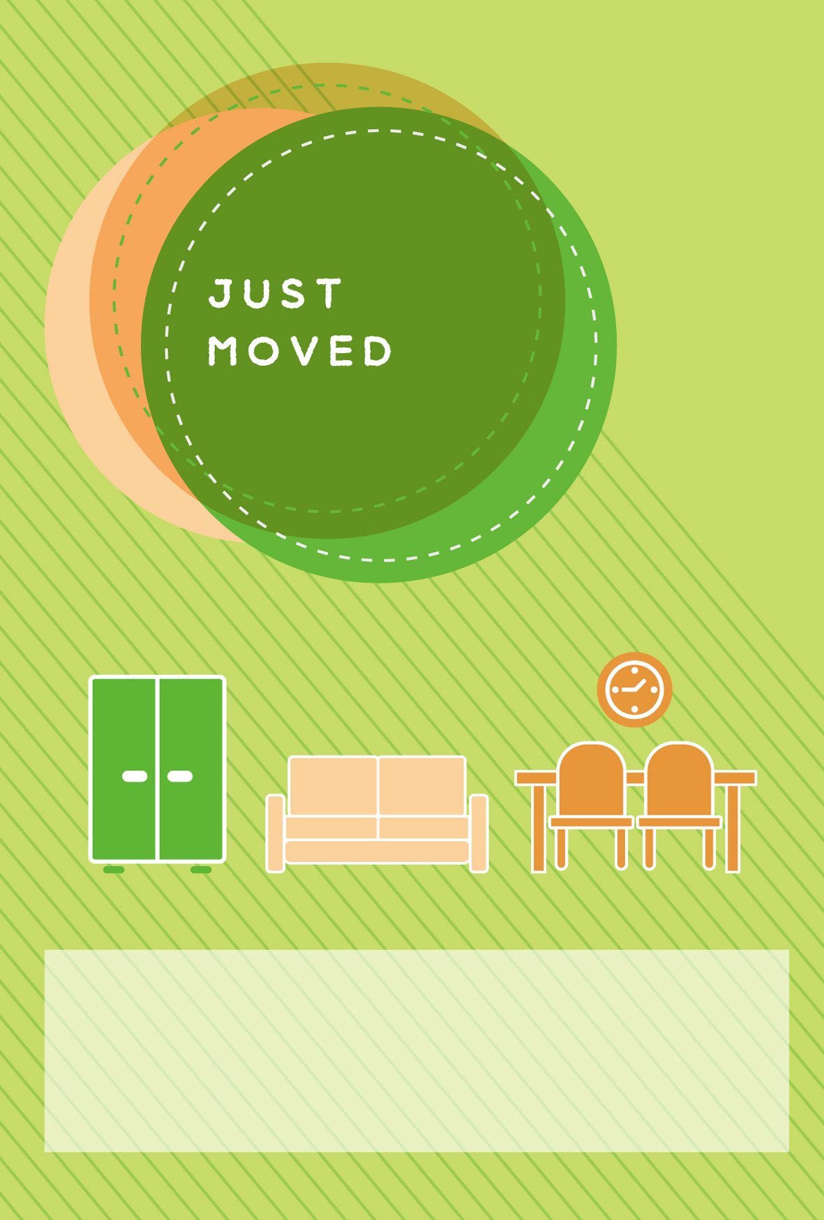 シンプル【家具】イラストの引越しはがきグリーン色